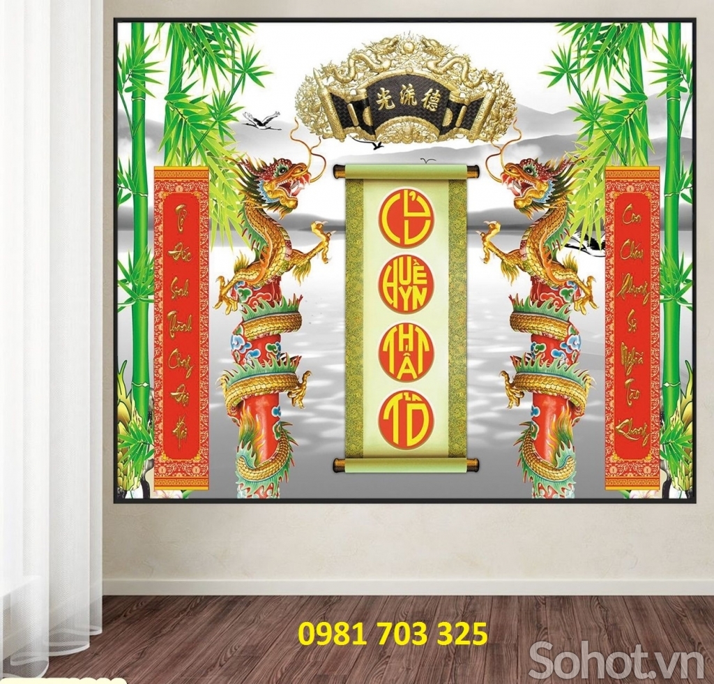 tranh 3D phòng thờ, tranh gạch men