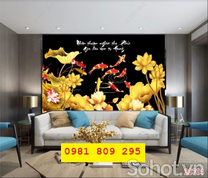 Gạch tranh trí tường hoa sen 3d