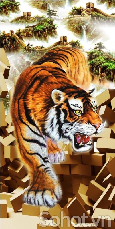 Tranh gạch hình hổ 3d đẹp