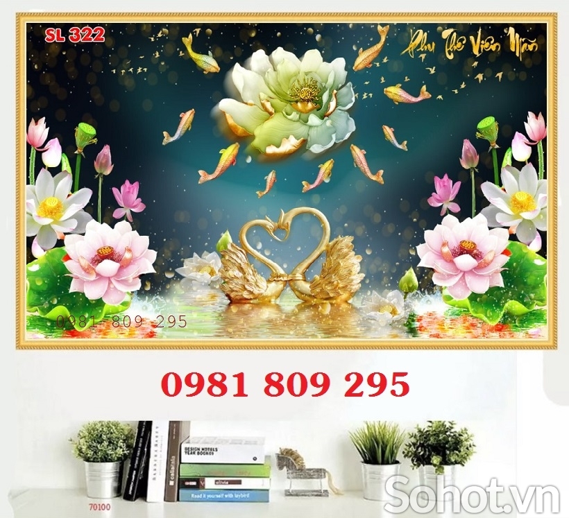 Tranh gạch hoa sen - Gạch ốp phòng khách HP4653