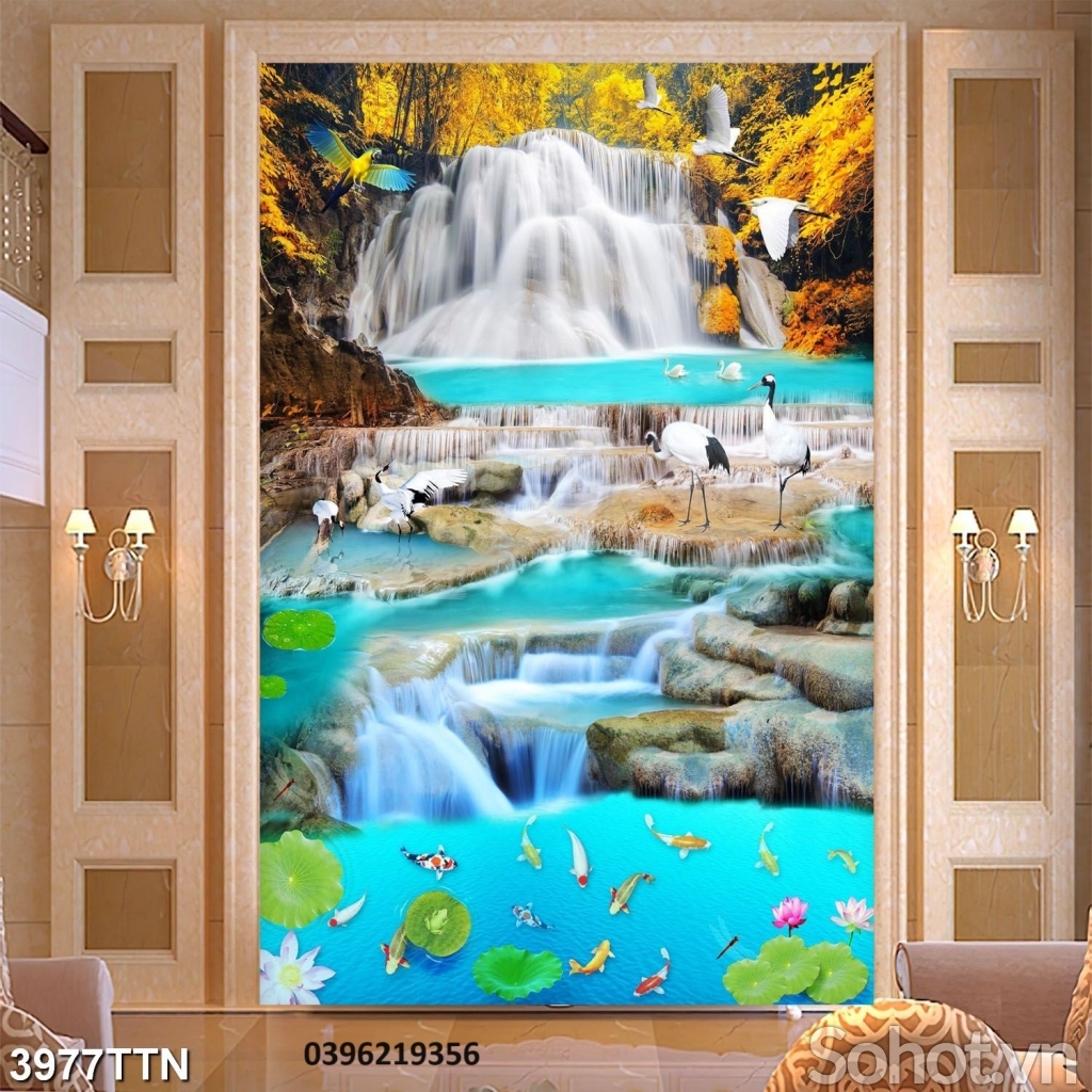 Tranh thác nước đẹp trang trí 3d