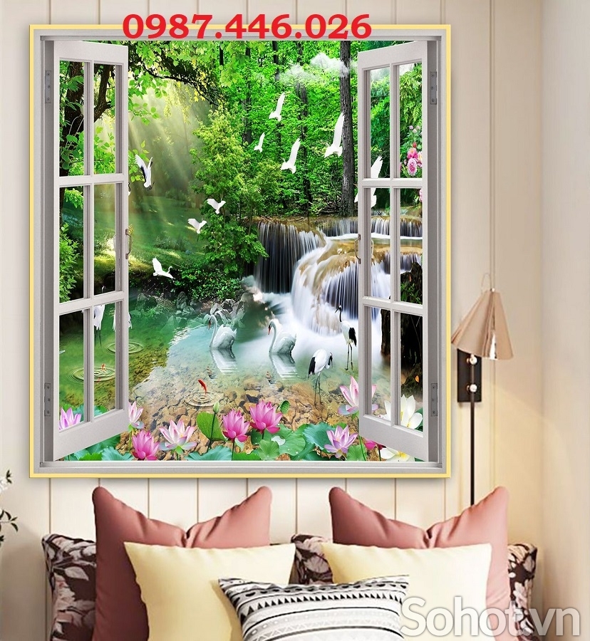 Gạch tranh thác nước sơn thủy hữu tình HP0783