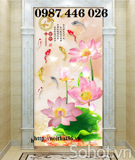 Tranh gạch men hoa sen HP779