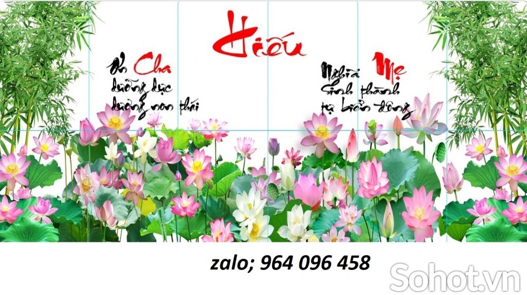 Tranh gạch hoa sen 3d ốp nhà mồ - KDXCV5