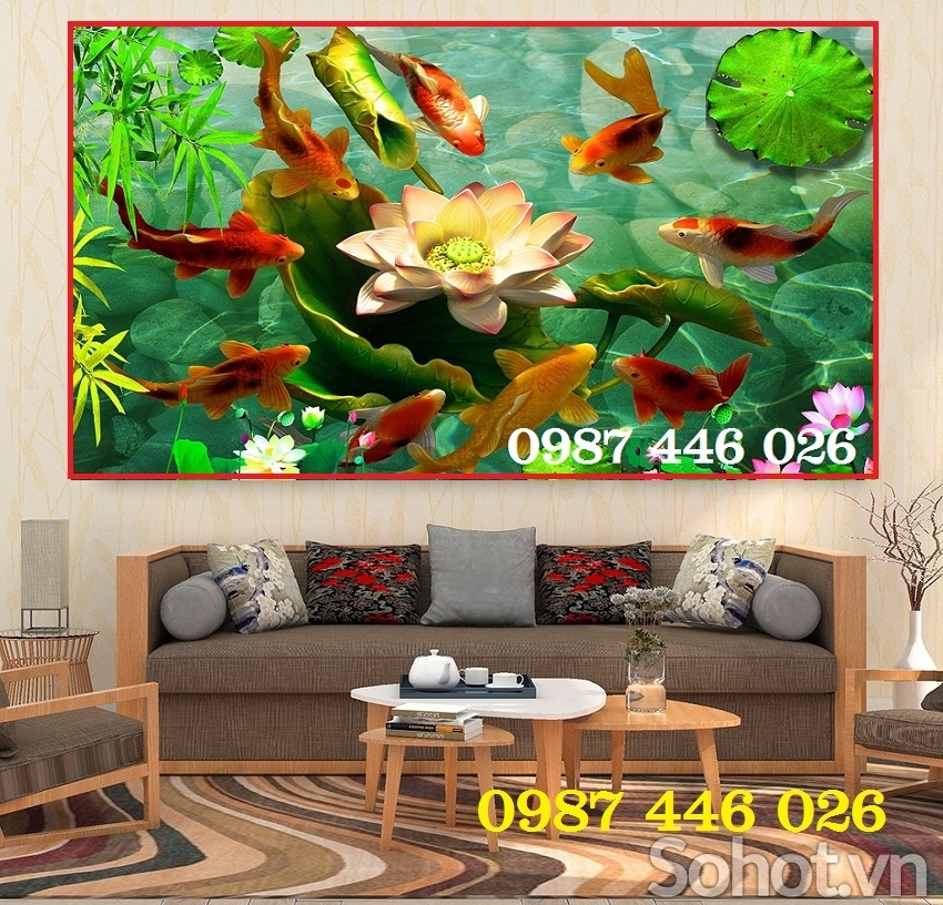 Tranh gach men cá chép vàng HP88293