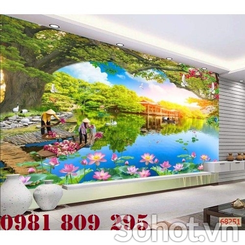 gạch tranh 3d - tranh trang trí 3d phong cảnh