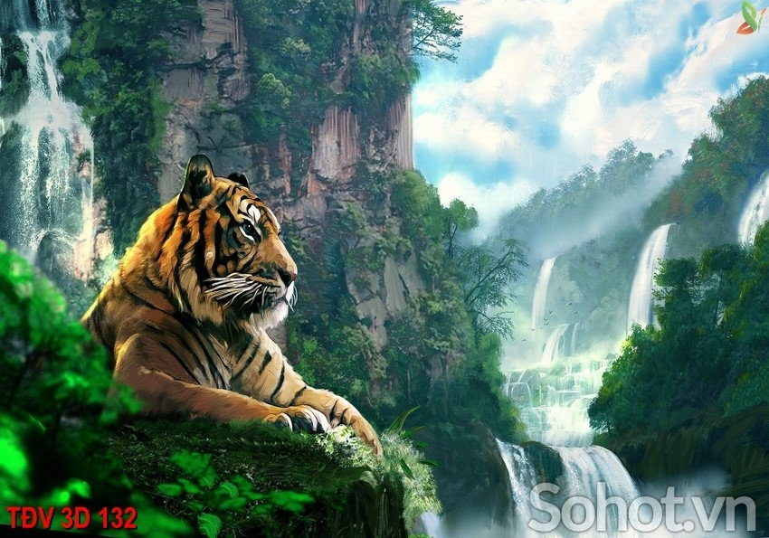 Tranh gạch 3d phong thủy ngủ hổ  - SXV84
