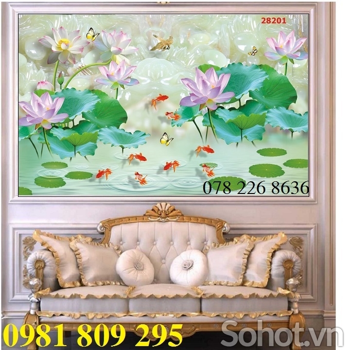 Gạch ốp tường 3d hoa sen , gạch tranh 3d