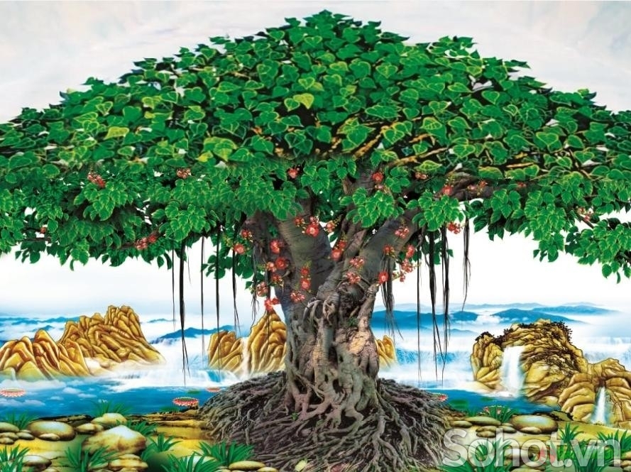 Tranh gạch 3d tranh cây bồ đề - SCX43