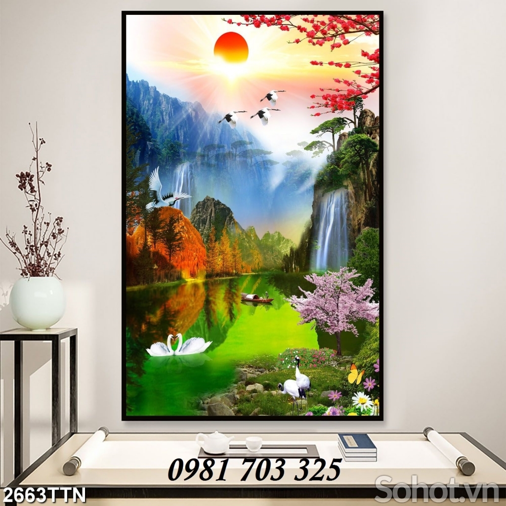 tranh khổ đứng, tranh gạch 3D