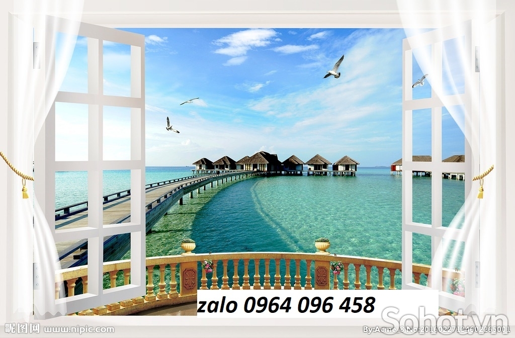 Tranh gạch ốp tường cửa sổ 3d - JSX433