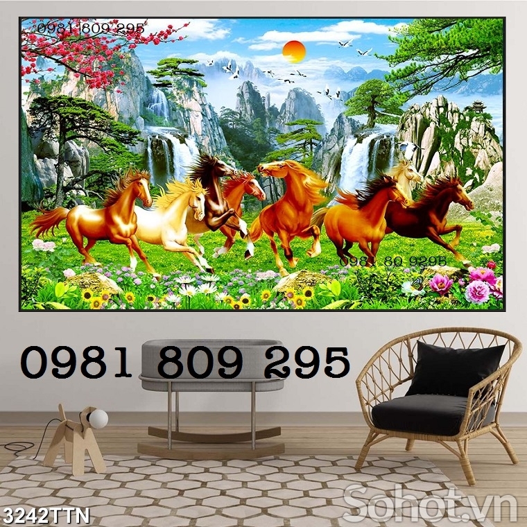 Tranh gạch ngựa 3d , tranh gạch men mã đáo