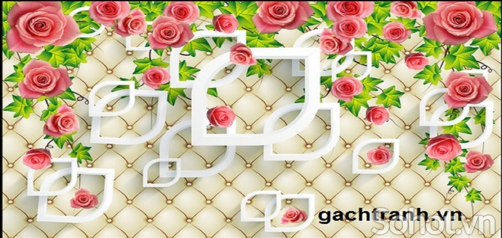 Tranh gạch hoa hồng leo 3d - 0977CV