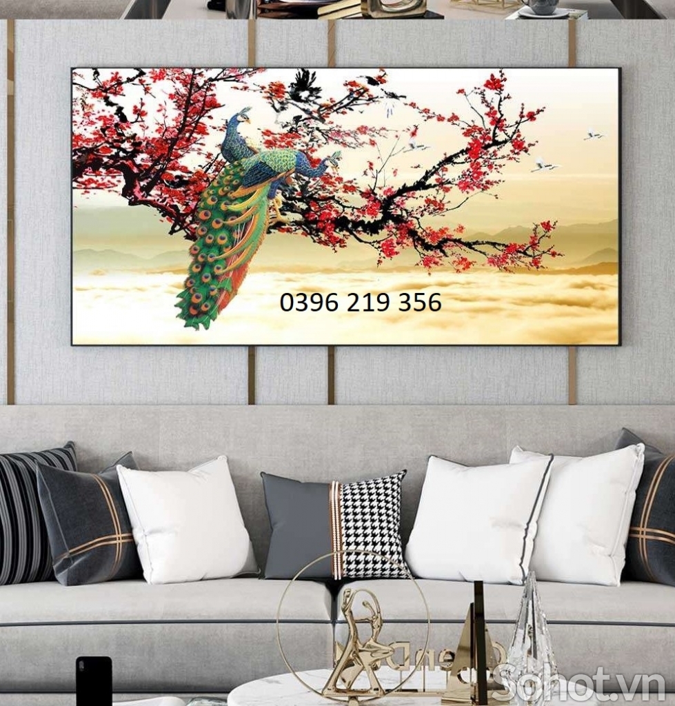 Tranh gạch men trang trí tường Chim Công