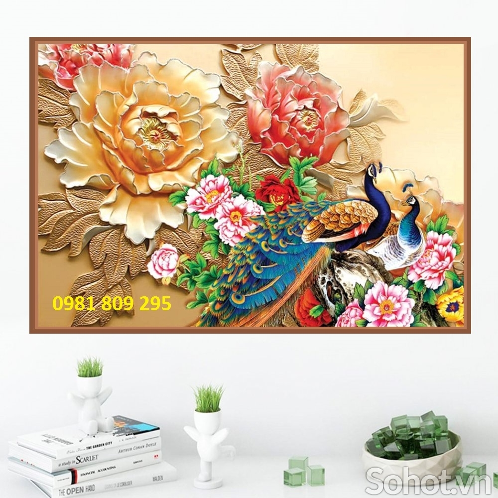 Gạch 3d tranh công mẫu đơn FP2566
