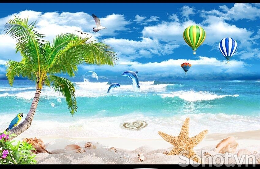 Tranh gạch 3d ốp tường phong cảnh biển - FGH89