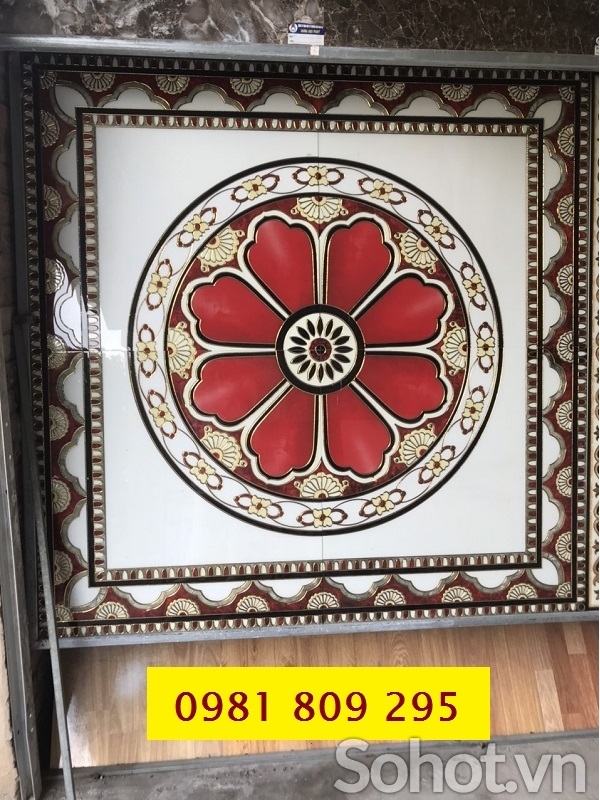 Gạch thảm , thảm gạch vuông hoa đỏ đẹp HP665