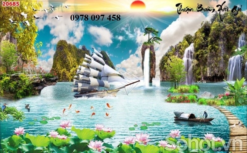 Gạch tranh 3D - thuận buồm xuôi gió
