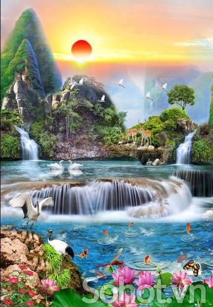 Tranh gạch 3d sơn thủy hữu tình - LVM08