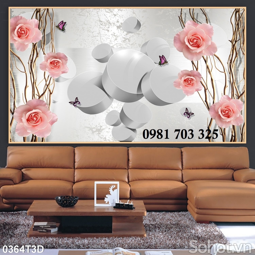 Tranh gạch 3D hoa trang trí phòng