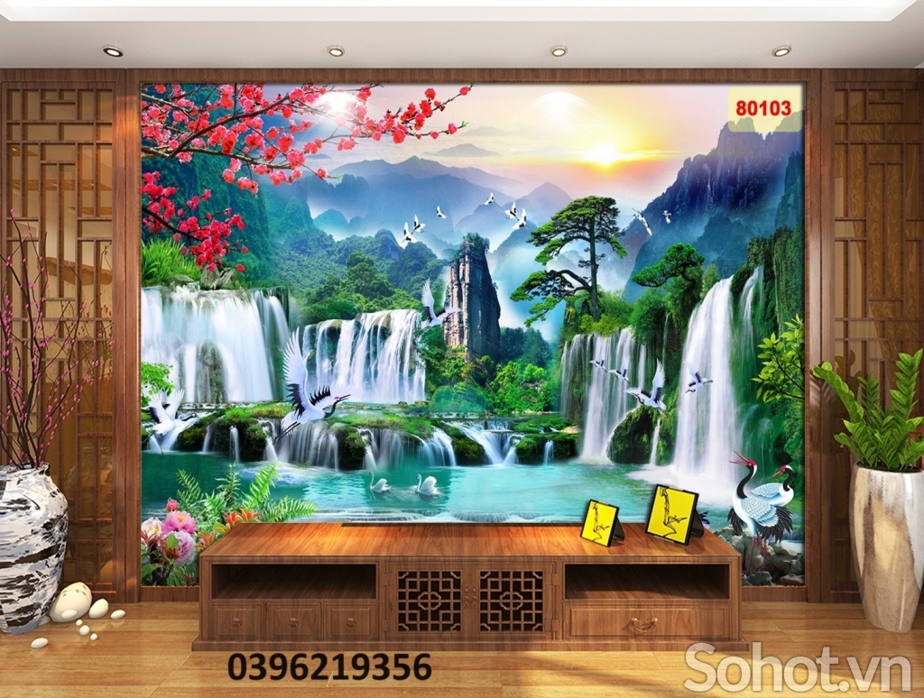 Gạch tranh 3D hình sơn thủy