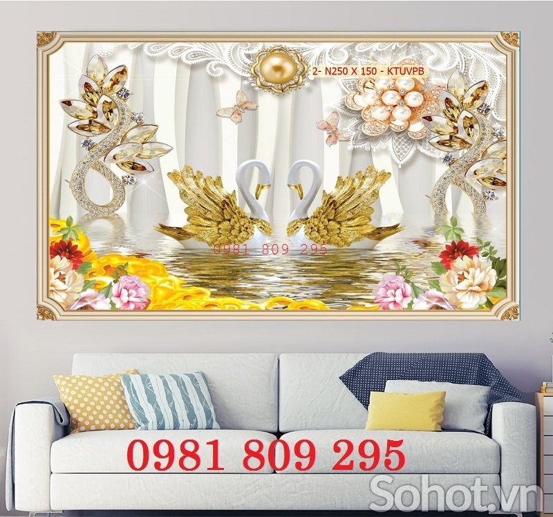 Tranh gạch 3d hoa ốp phòng khách GF735334