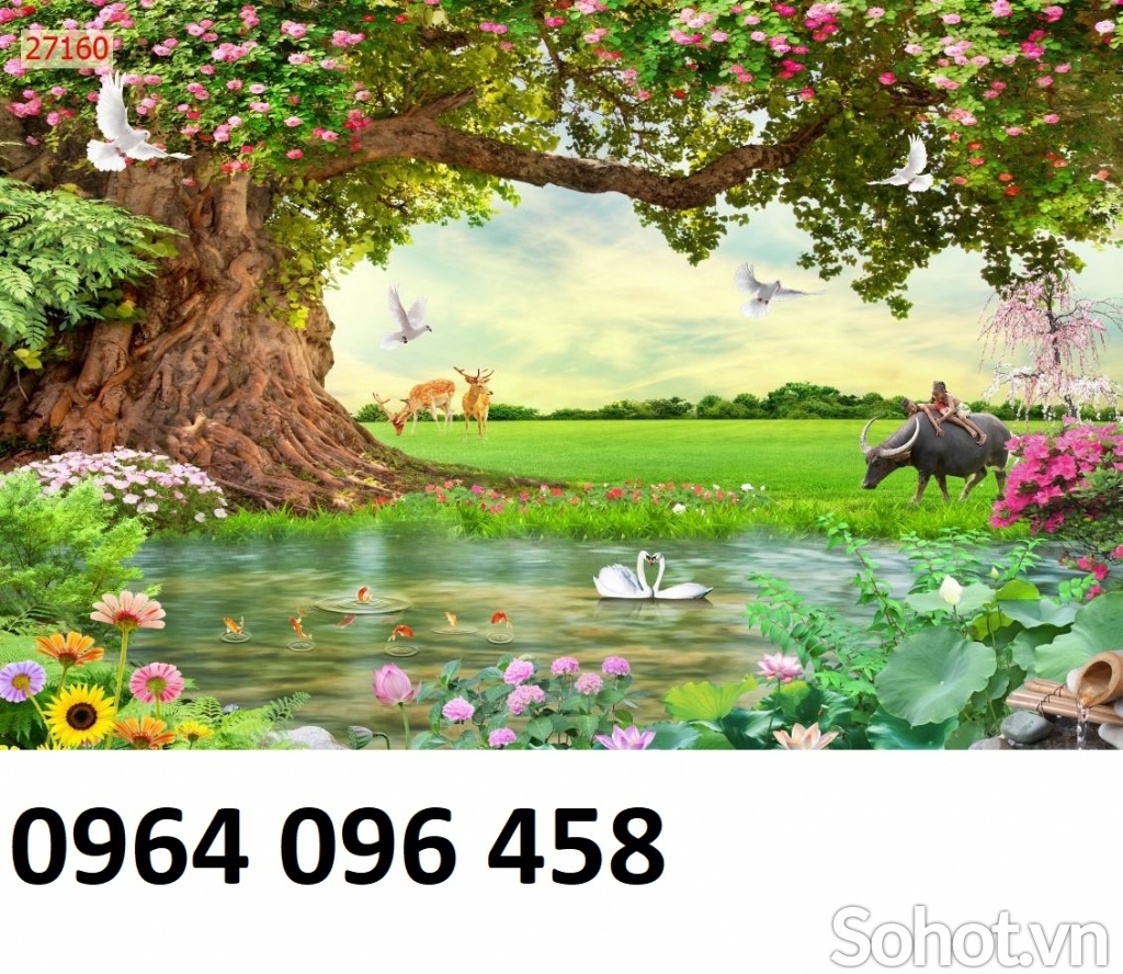 Tranh 3d - tranh gạch 3d phong cảnh đồng quê - LVC33