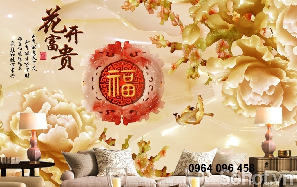 tranh gạch 3d giả ngọc - 23S