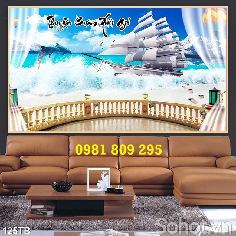 Gạch tranh , tranh gạch ốp tường thuyền buồm