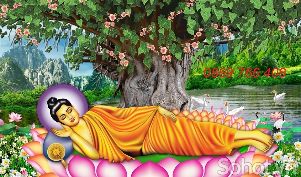 Tranh 3d Đức Phật cây bồ đề-Tranh gạch 3d
