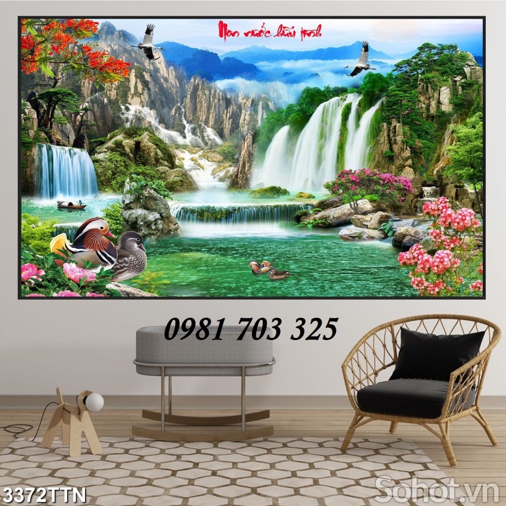Tranh phong cảnh sơn thủy hữu tình-tranh gạch