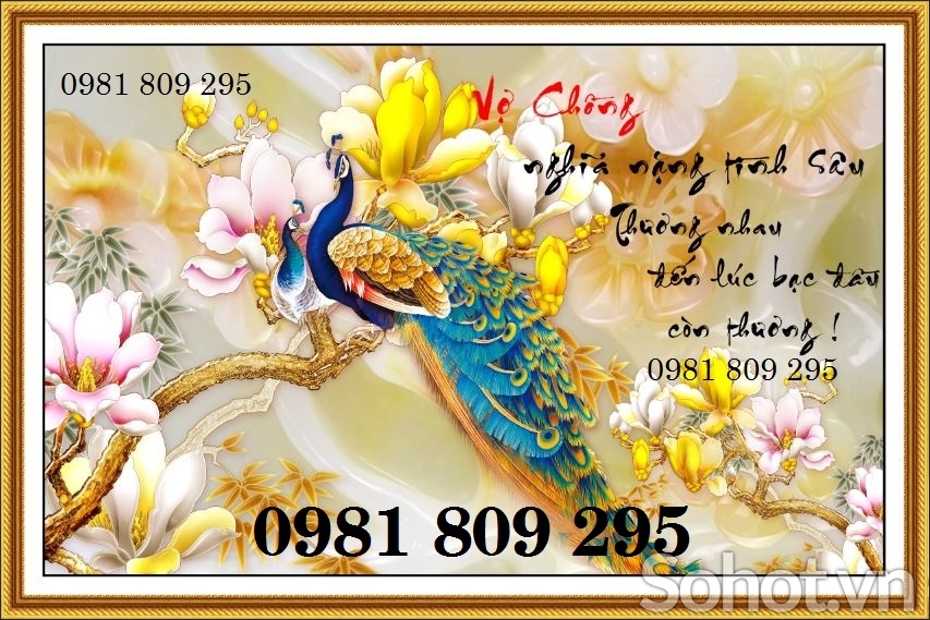 Tranh gạch 3d chim công đẹp