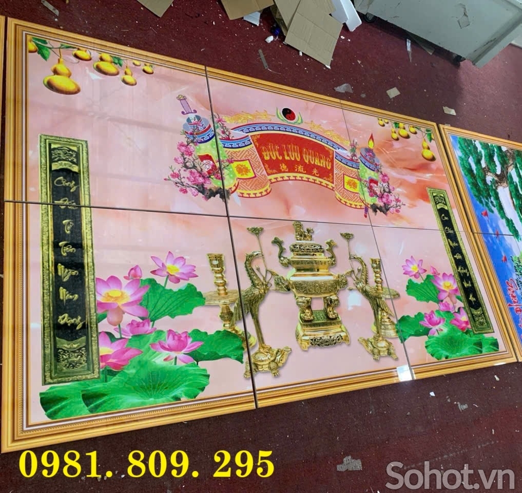 Tranh gạch 3d phòng thờ lư hương HQ999