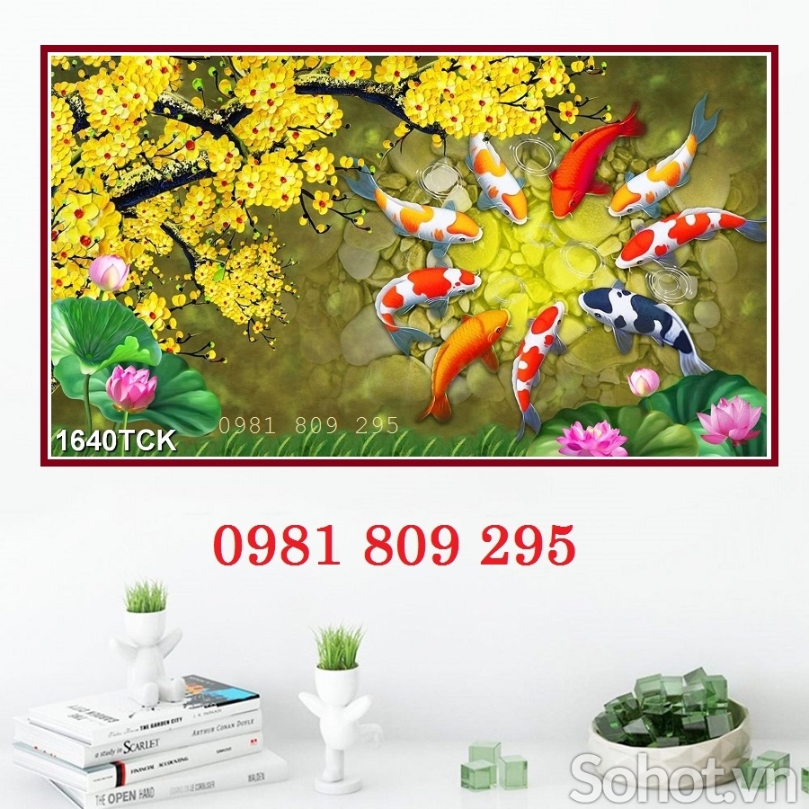 Gạch tranh tường- tranh cá chép