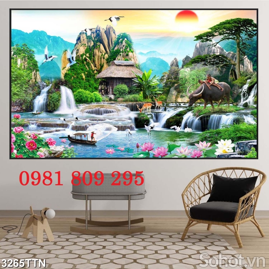 Gạch tranh 3d sơn thủy cao cấp