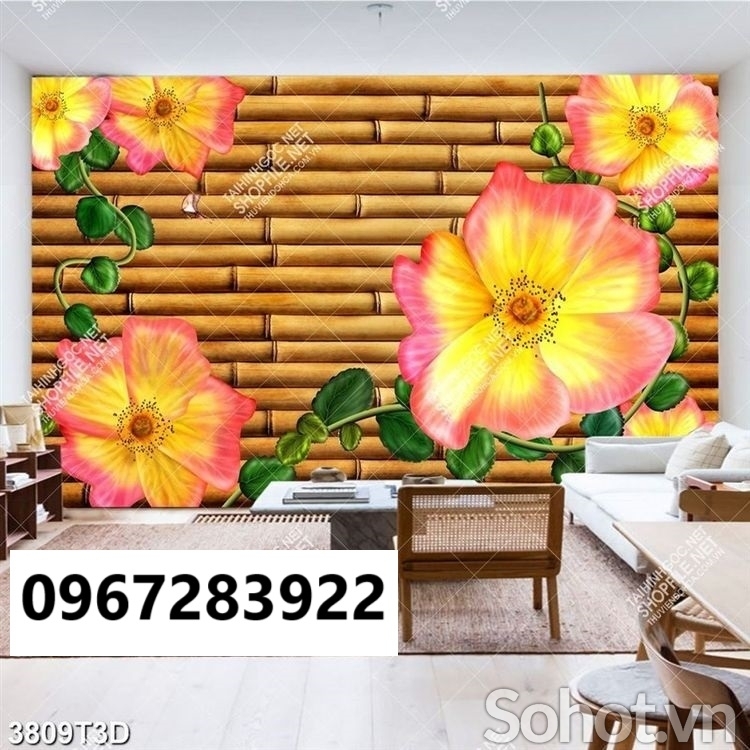 Gạch tranh hoa 3d trang trí