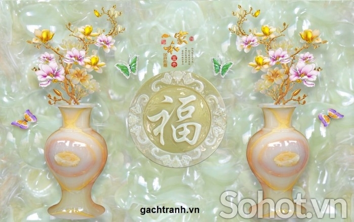 Tranh gạch 3d phong thủy phòng khách - BMN63