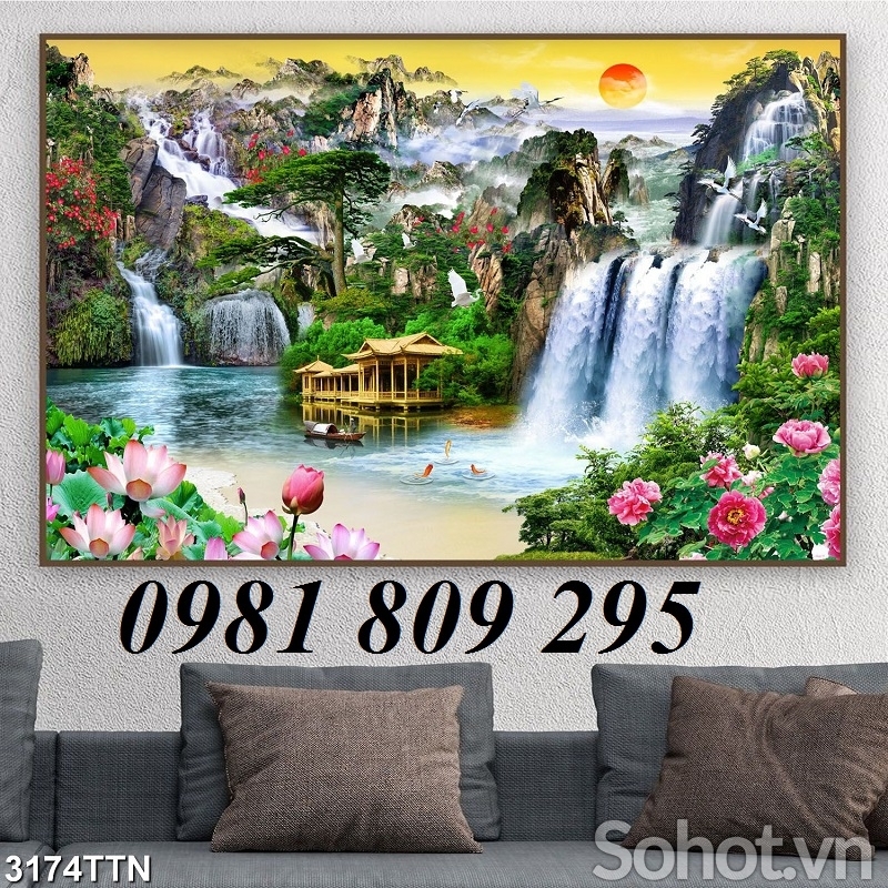 Gạch tường , tranh gạch men thác nước HP5445