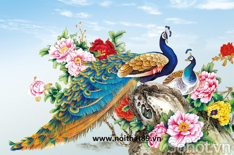 Tranh gạch- Tranh chim công