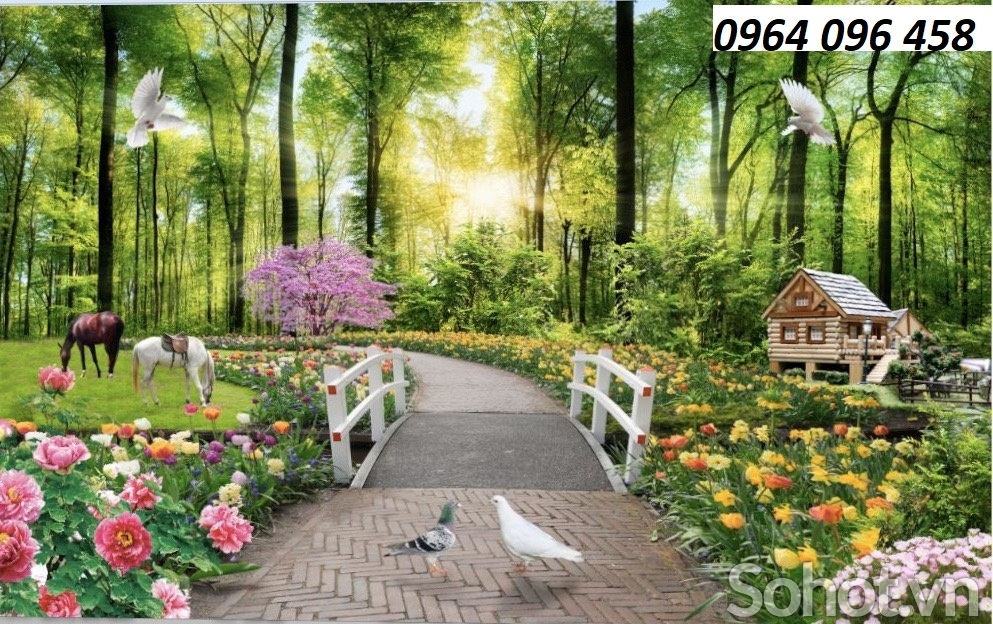 Tranh gạch 3d con đường hàng cây - CBV643