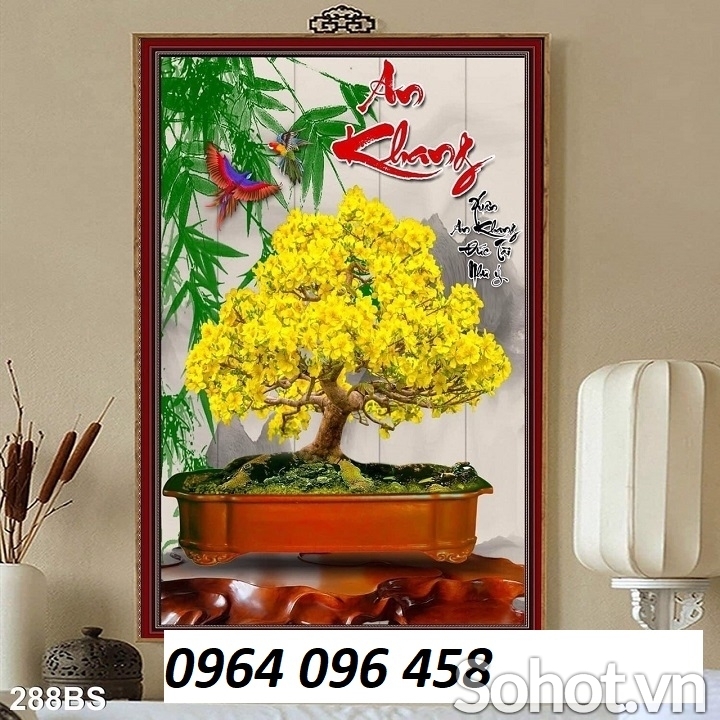 Tranh 3d hoa mai - tranh gạch 3d hoa mai - XBV42