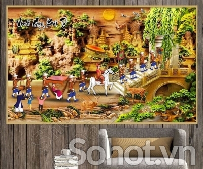 Tranh gạch 3d vinh quy bái tổ 3d - 755CV