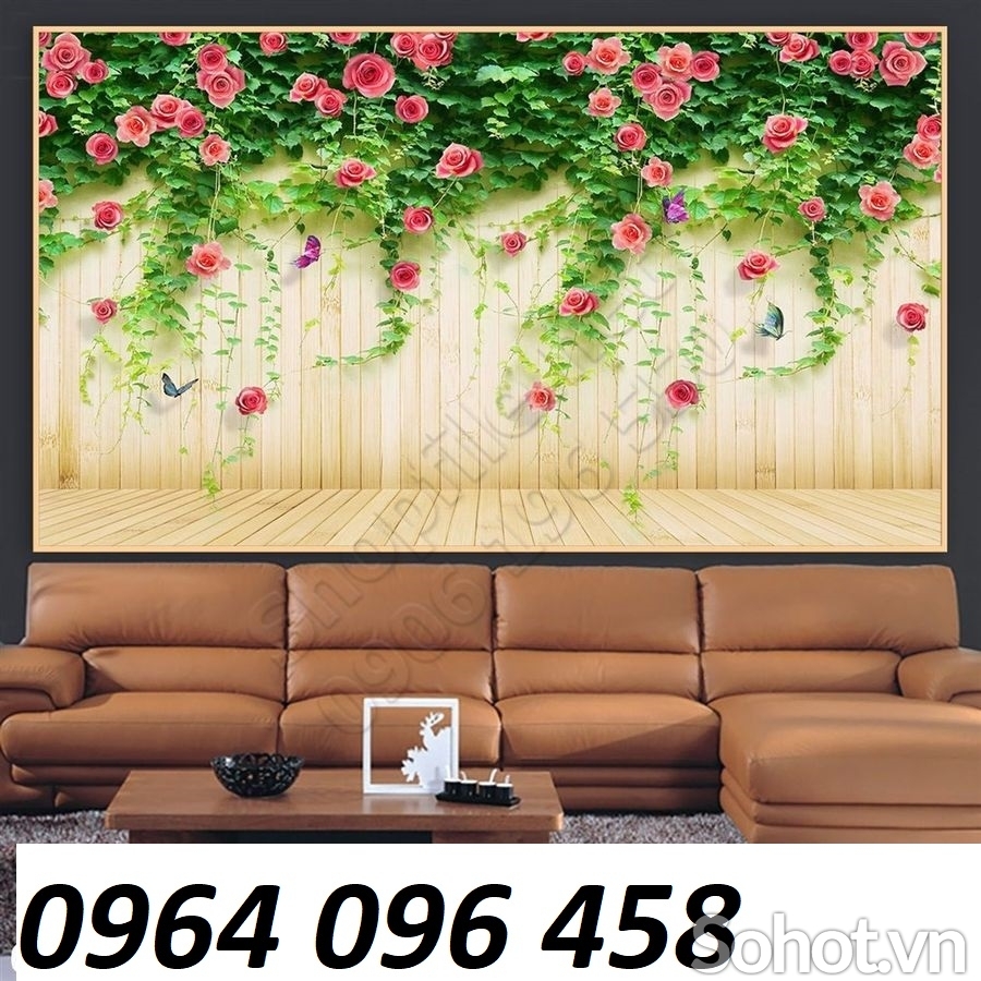 Tranh gạch hoa hồng leo 3d - 987bn
