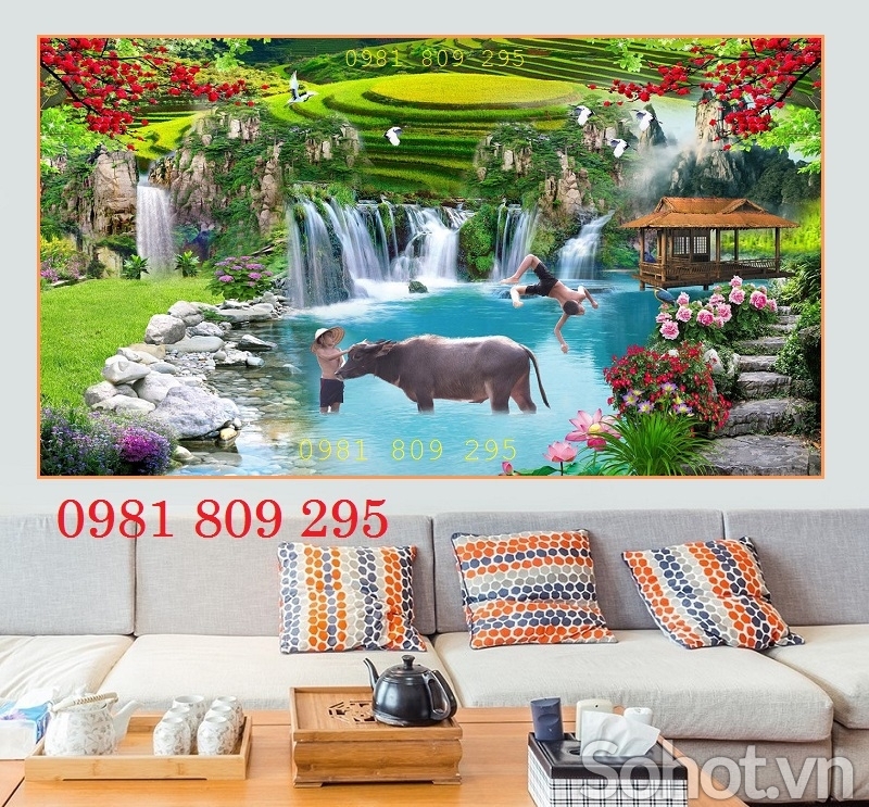 Gạch tranh 3d phong cảnh đồng quê