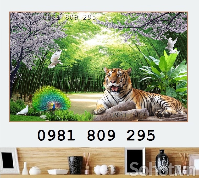 Gạch 3d trang trí hình con hổ