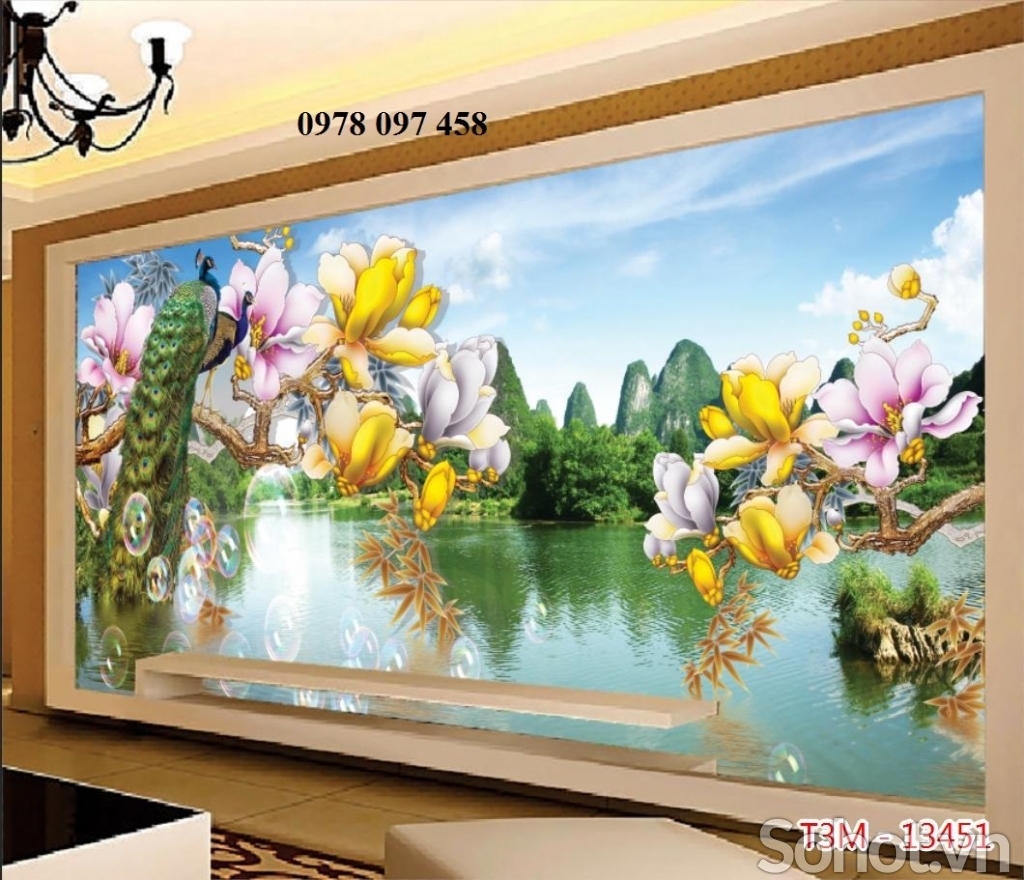 Tranh gạch chim công - tranh ốp tường