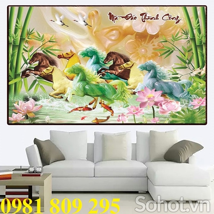 Tranh gạch men ốp tường bát mã 3d HG75452