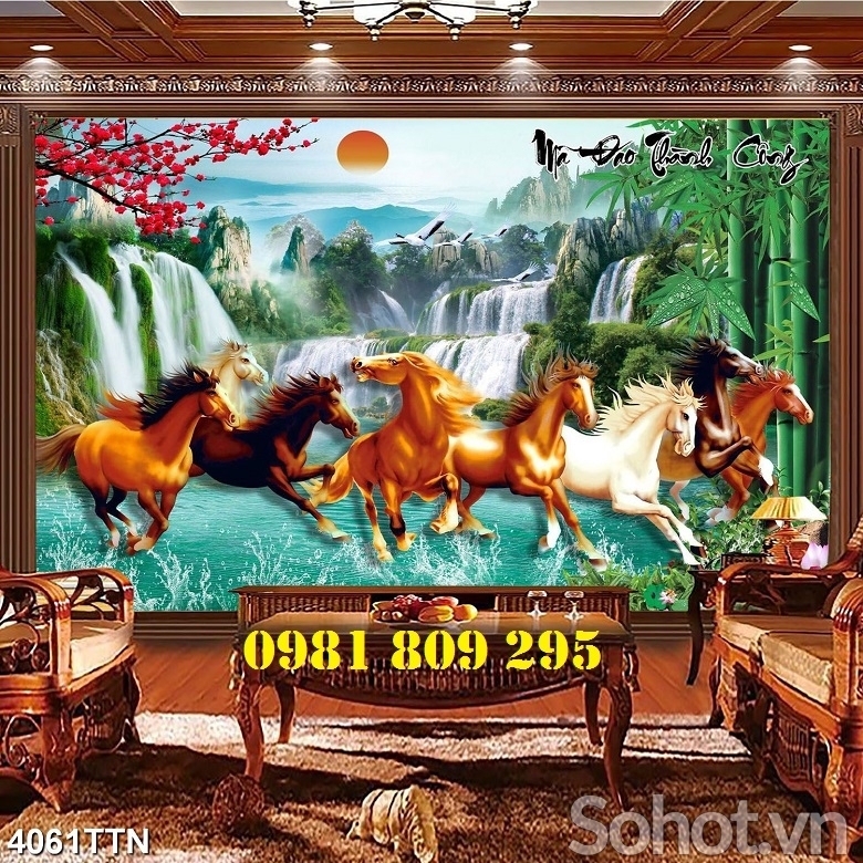 Tranh gạch 3d ngựa