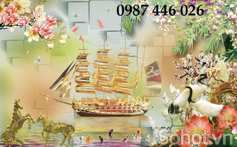 Gạch tranh thuyền buồm 3d HP7822