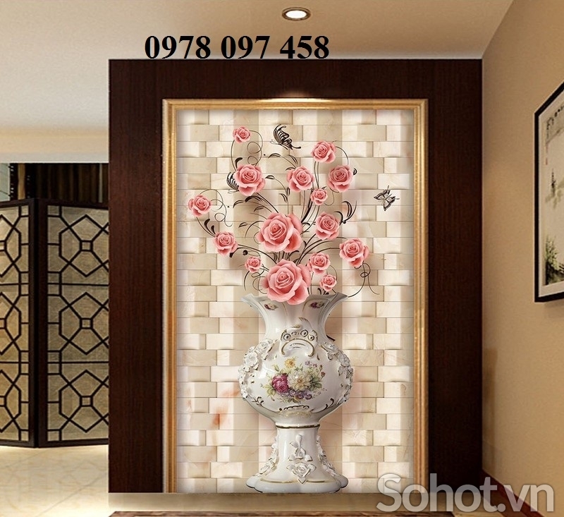 Gạch tranh bình hoa ngọc 3D